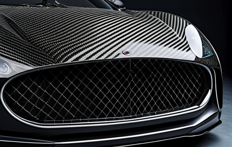 **Prompt:** A sleek, modern car body panel made of visible carbon fiber weave, showcasing its lightweight and high-strength properties. Emphasize the intricate design and the use of carbon fiber in automotive engineering, highlighting its benefits for performance.