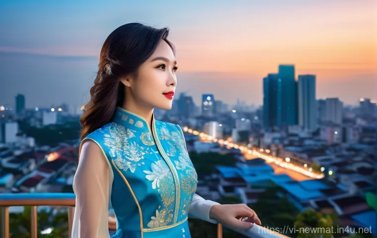 스마트 패브릭 - **Prompt:** A serene and elegant elderly Vietnamese woman, around 70 years old, wearing a comfortabl...