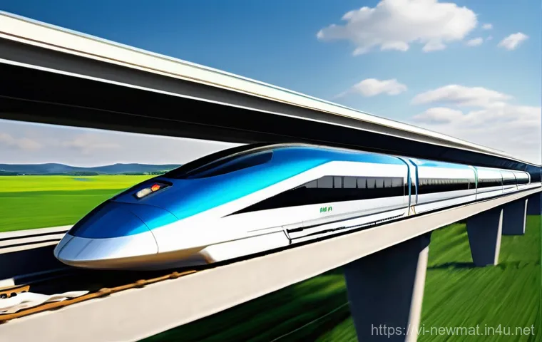 고온 초전도체 응용 - **Prompt 1: Super-Speed Maglev Train in a Futuristic Landscape**
    A wide shot of a sleek, ultra-m...