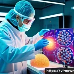 나노입자 응용 - A futuristic medical laboratory scene showcasing advanced nanotechnology in cancer treatment: a scie...