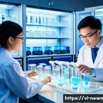 Home 21 수소 저장 소재 - A high-tech laboratory scene showcasing advanced hydrogen storage materials, featuring metallic hydr...