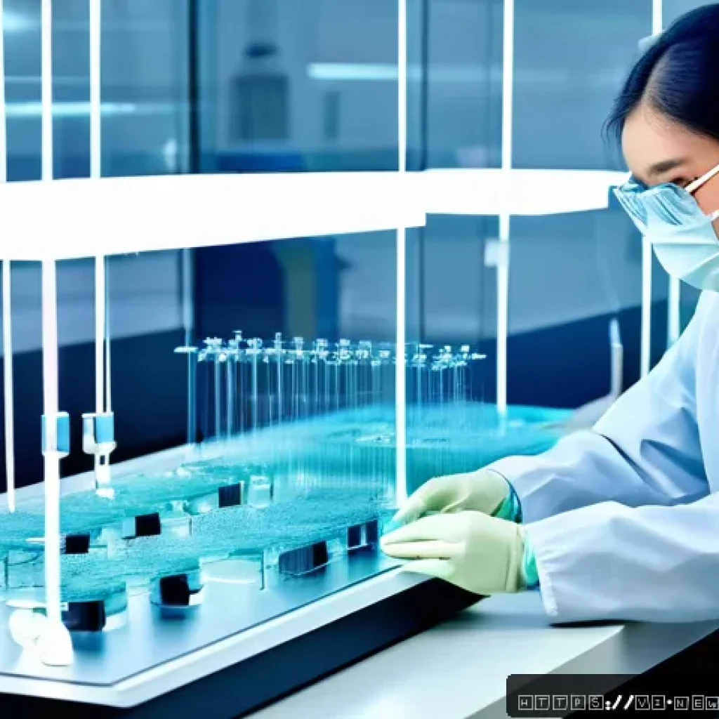 고분자 나노섬유 - A high-tech laboratory scene showcasing the electrospinning process creating ultra-fine polymer nano...