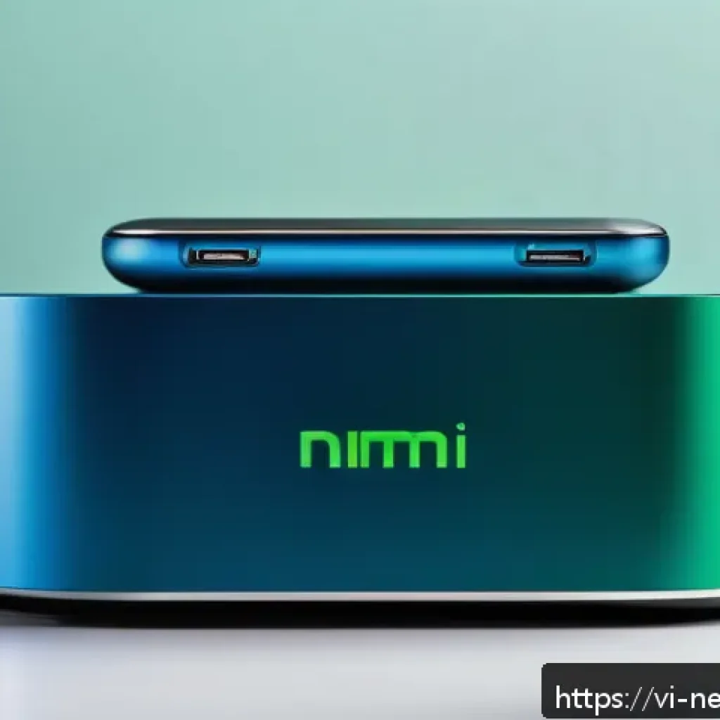 전자소자 소재 - A futuristic smartphone charging station featuring advanced gallium nitride (GaN) semiconductor tech...