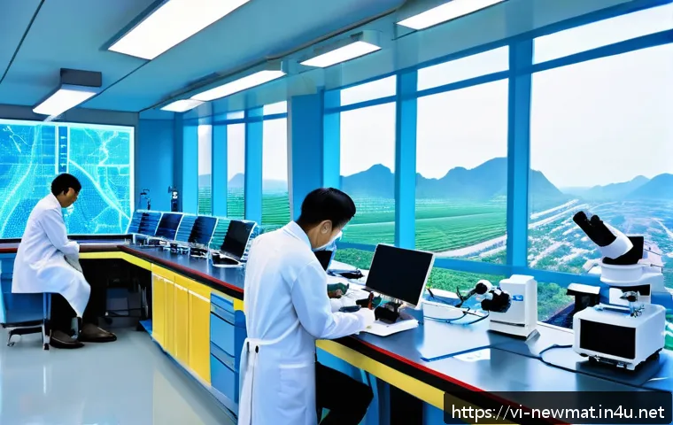 탄소나노소재 - A high-tech laboratory scene in Vietnam showcasing advanced nano carbon battery research: scientists...