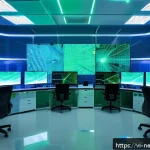 Home 23 광학적 특성 소재 - A futuristic telecommunications laboratory in Vietnam, showcasing advanced optical materials used in...
