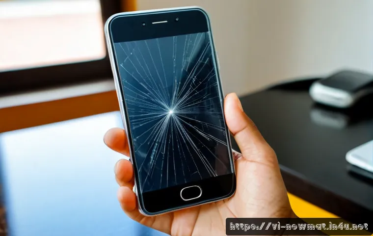 자기 복원 소재 - Photorealistic close-up of a scratched transparent self-healing protective film on a modern smartpho...